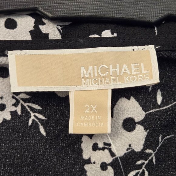 Michael Kors Floral Flutter Sleeve Mini Wrap Dress Black White Plus Size NWT - Picture 12 of 14